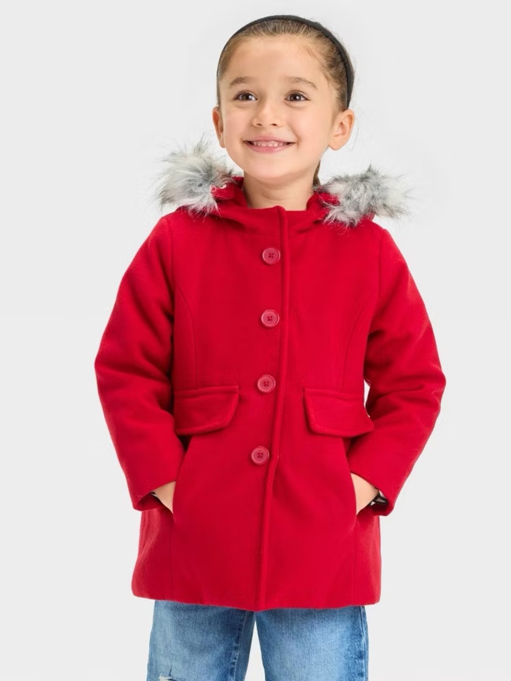 NWOT Toddler Girls' Faux Wool Peacoat - Cat & Jack 3T